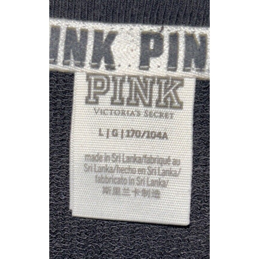 Victorias Secret Pink Logo Crop Crew Sweat Shirt Tie Up Sides Small Sz Large - Picture 5 of 5